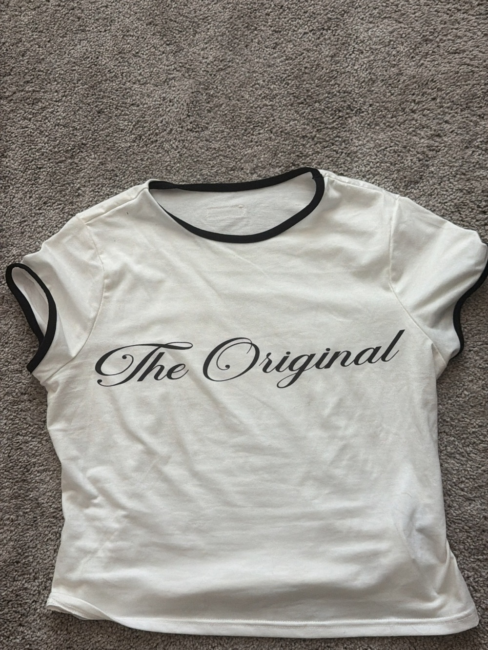 Classic White Ringer Crop Top with Black Trim - The Original